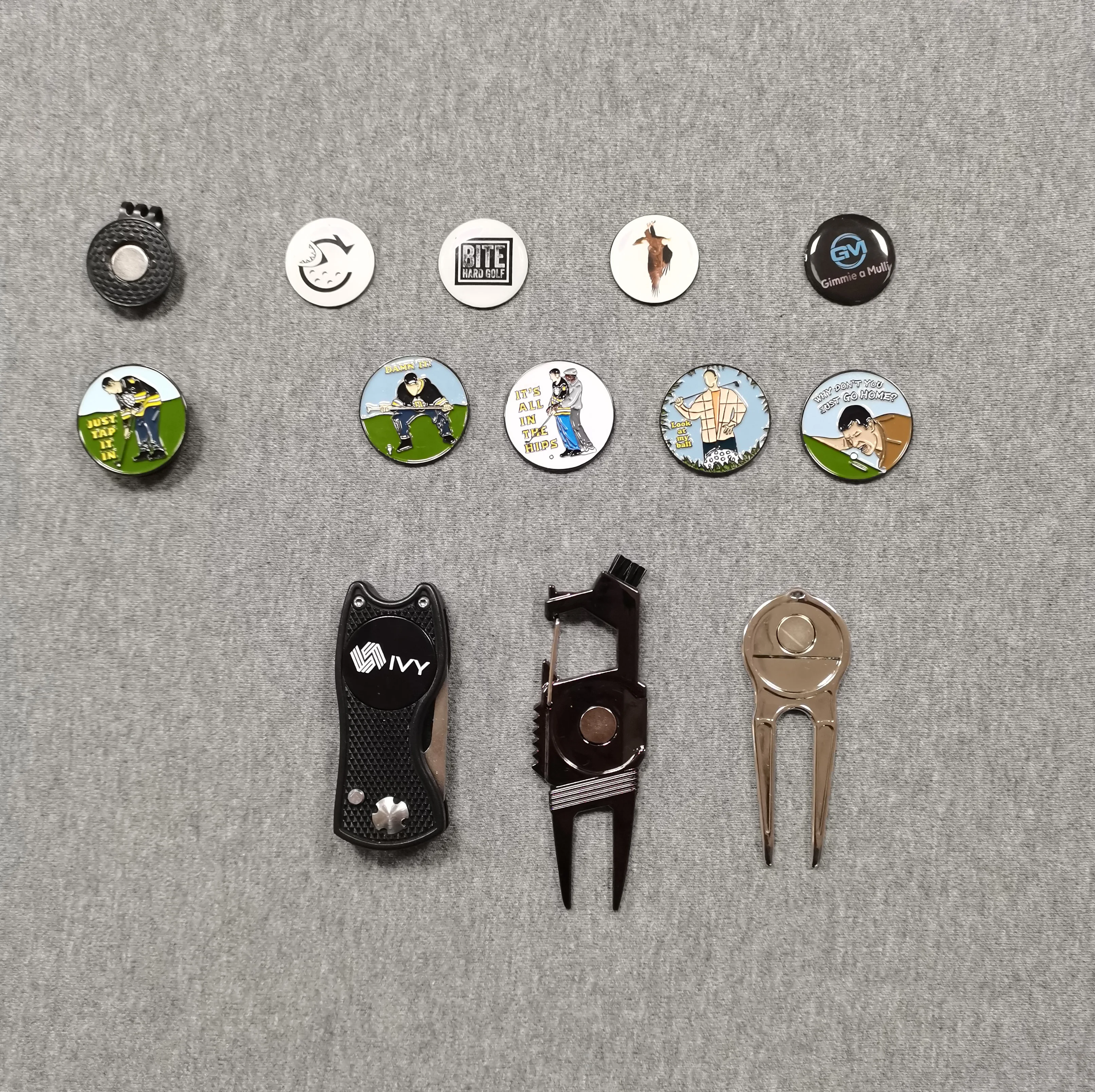 Custom Golf Accessories oem/odm luxury golf gift brush divot pitch sublimation tee box markers wholesale golf gift