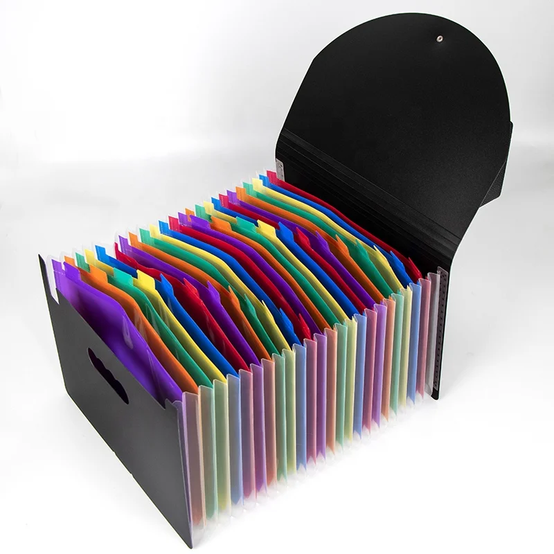 Офисный Органайзер радужных цветов для документов размером А4, расширяемый органайзер для файлов, папка для документов с 24 кармашками