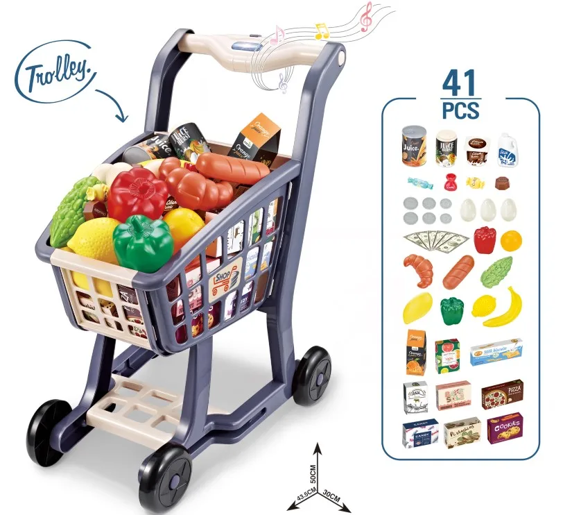 kids plastic supermarket mini shopping trolley cart toy  pretend play house toy