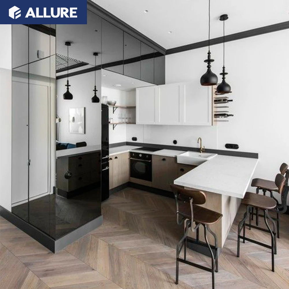 Allure Curved Ready Modern Sets Kichen Cabinets Modern Kitchen Furniture Complete European Glass Minimalist Customized Durable