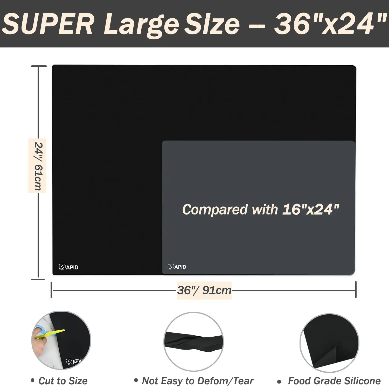 Silicone Mat, Silicone Mats for Kitchen Counter, Large Countertop Protector, Nonskid Heat Resistant Desk Mat