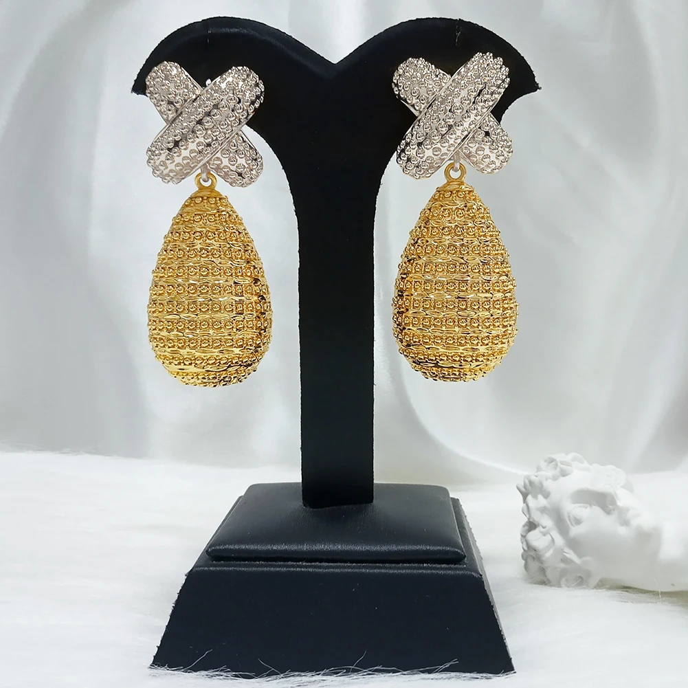 jewelry for women earrings Brazilian jewelry Drop Earrings wholesale 2 tone E449