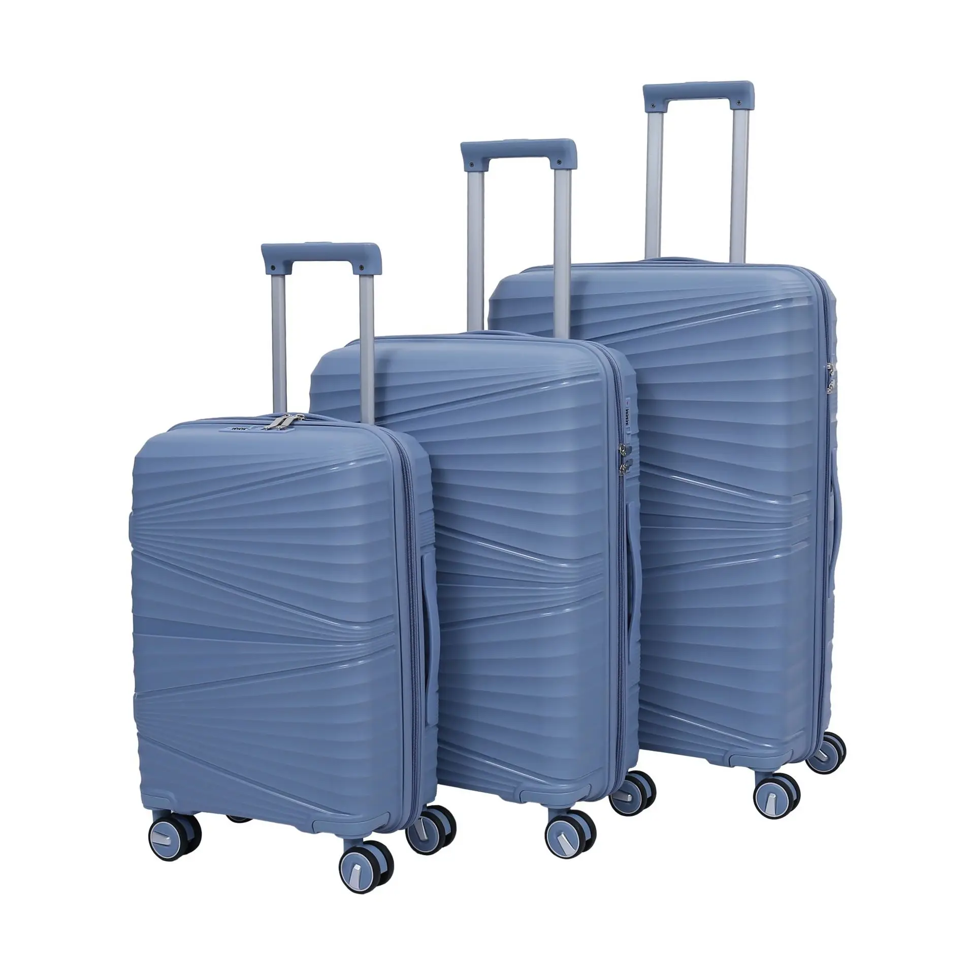 Fashionable Made in China high strong flexibility pp hard trolley luggage suitcase set