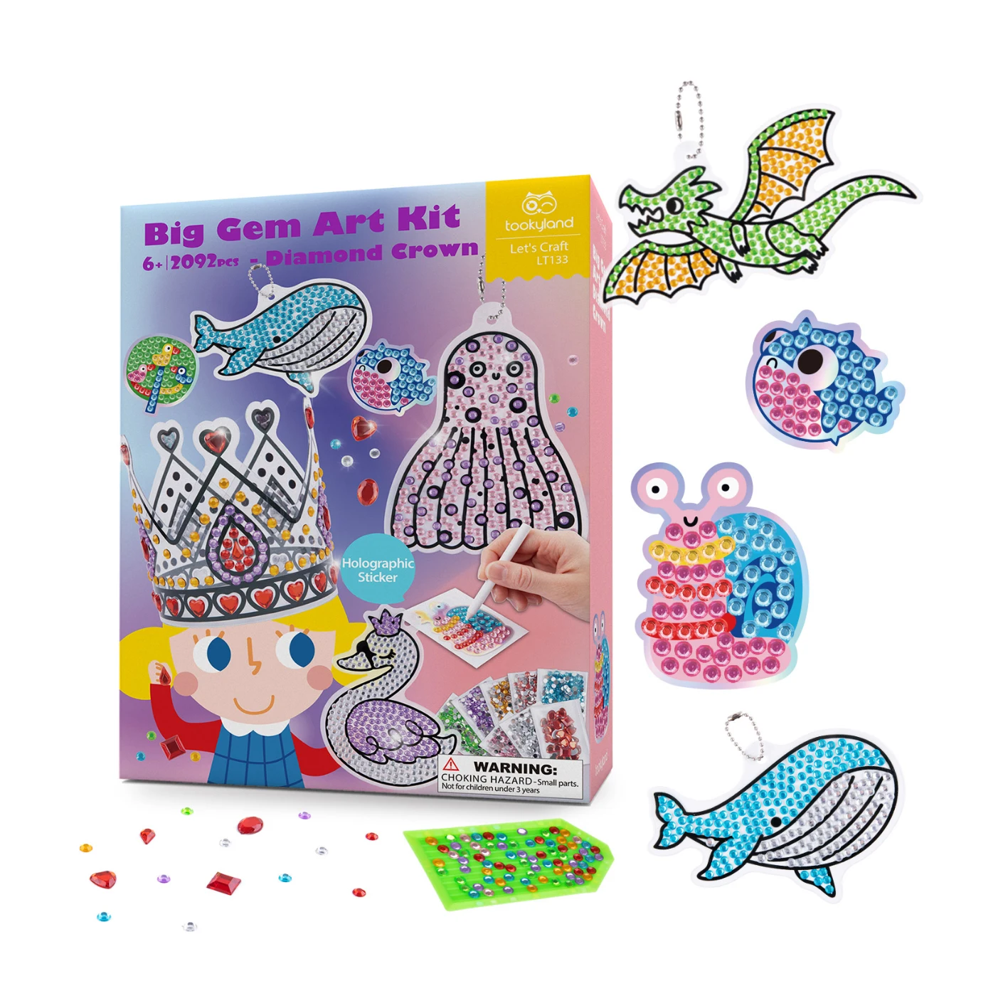 Big Gem Art Kit DIY Diamond Cartoon Stickers Handmade Art Painting Kit for Kids Decorations for Home