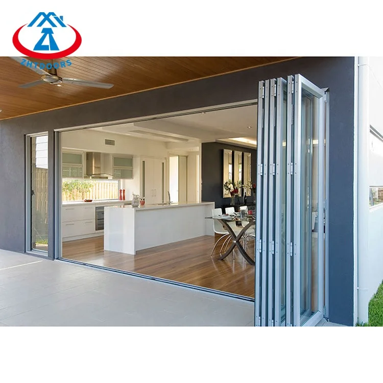 ZHTDOORS outdoor exterior bifold doors modern designs aluminum alloy double tempered glass bi folding door