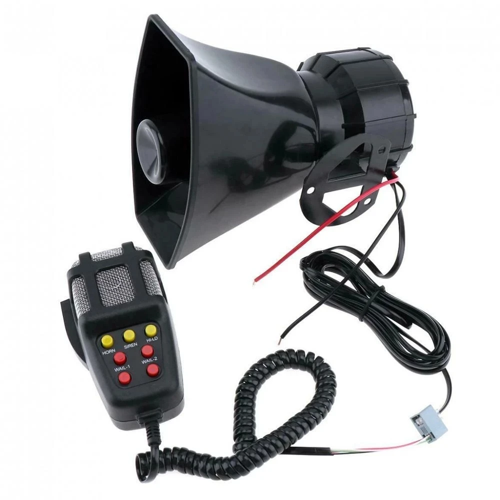 12V 7 Tone Sound Siren Horn Loud Speaker Car Truck Police Fire with MIC