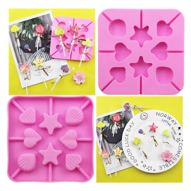 8 holes food grade various shapes silicone Lollipop Candy Chocolate cake mould diy candy mold lollipop mold Christmas tools