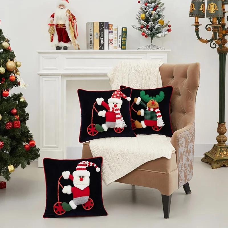 Custom Christmas Decorations Pillow Case Snowman Sofa Chair Cushion Pillow Cover