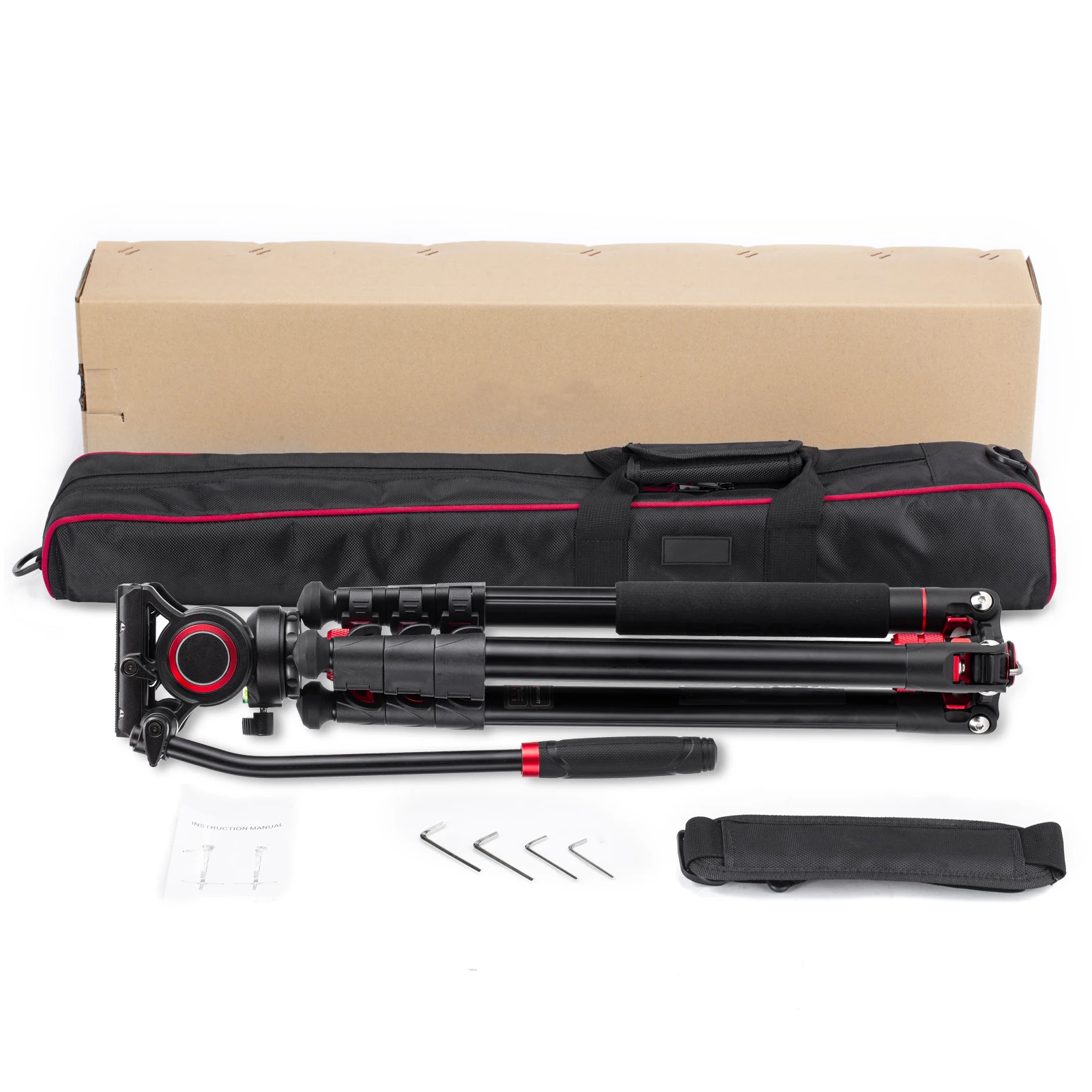 Cayer New Arrival Multiple Function Lightweight Aluminum Professional Video Camera Tripod Stand with Fluid Head Video Stand