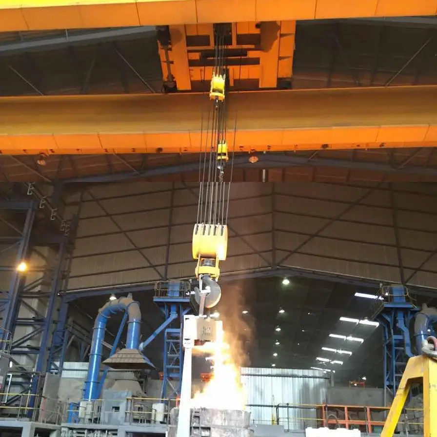 Kino Crane 300/100 Ton Double Hook Iron Melting Ladle Lifting Overhead Two Girder Crane