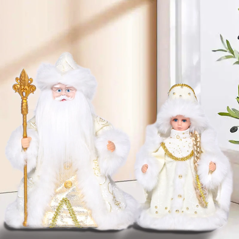 Manufacture wholesale Artificial Christmas Silver Russian Snegurochka Musical Doll Singing Christmas Santa Claus