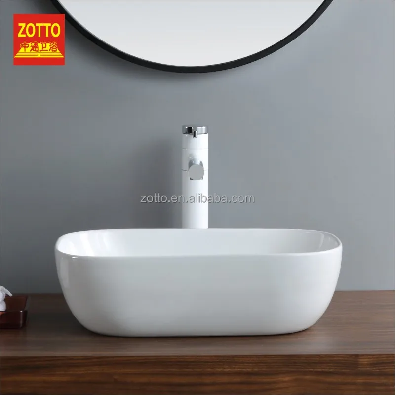 Hot Sale Bathroom Above Counter Washbasin White Countertop Sink Ceramic Art wash basin