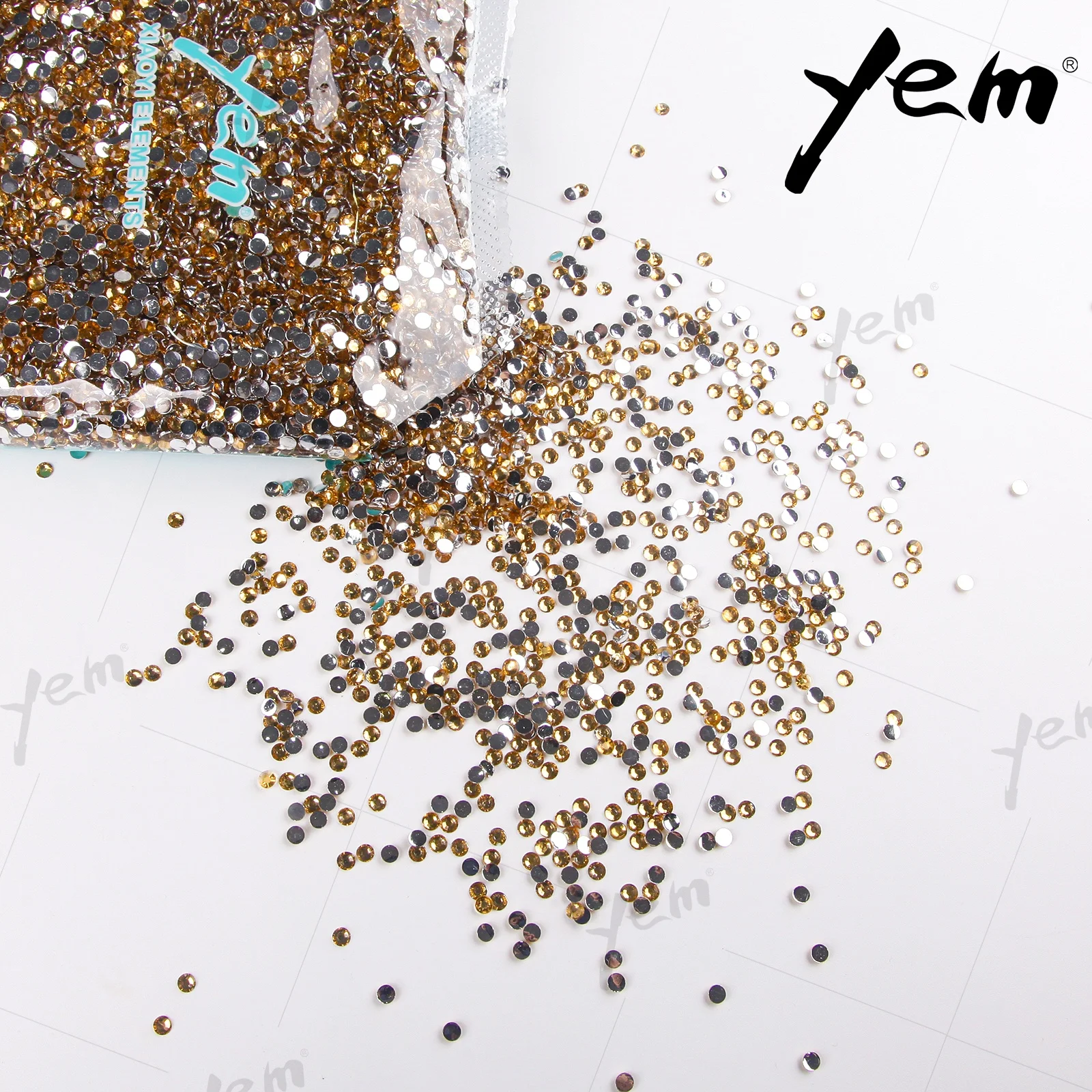 YEM Wholesale LCT Color 4mm Transparent LCT Hotfix Glitter Resin Sew On Stone Flatback Hot Fix Jelly Rhinestones