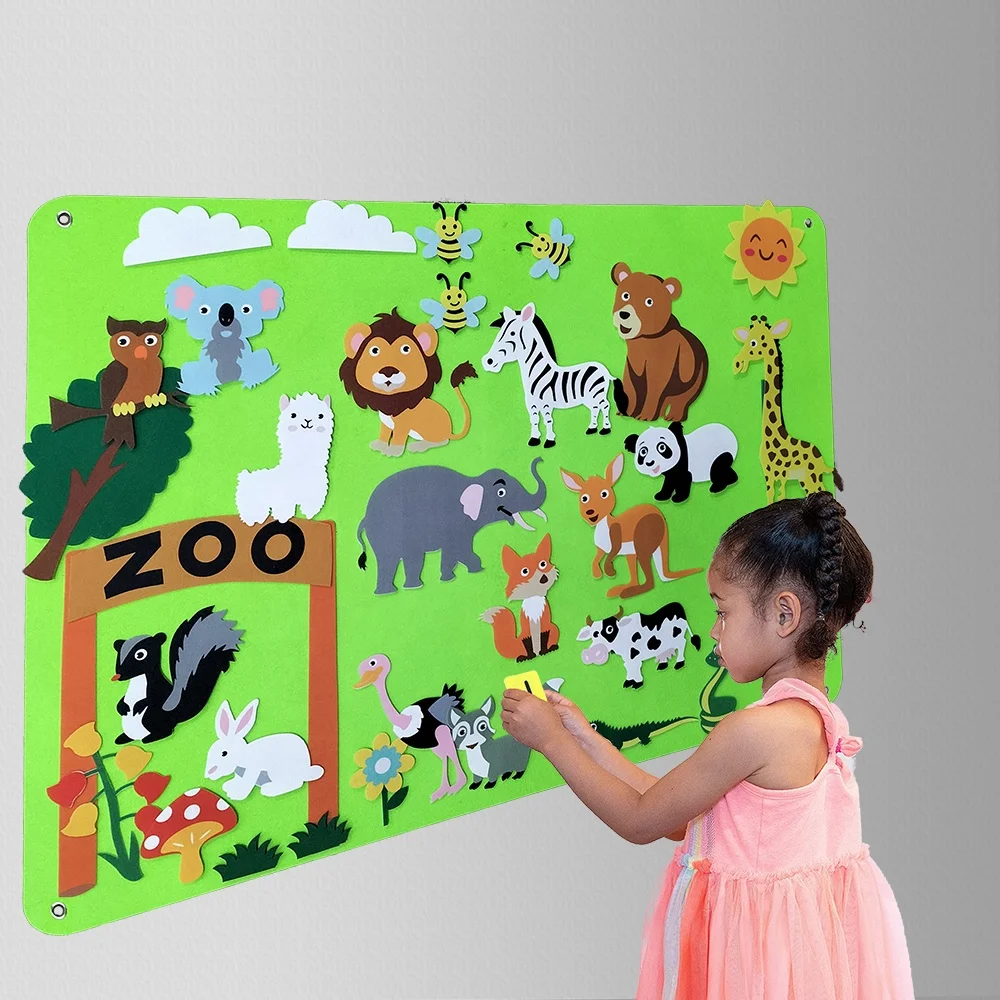 New design high quality E-co friendly preschool farmhouse theme story busy board for toddlers