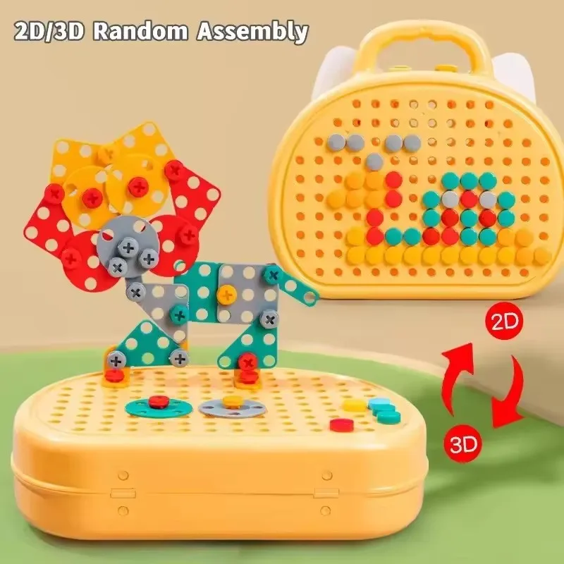Tool Box Toy Assembly Toy Mini Diy Wooden Hot Sell Children For Kids Wood Style Garden Color Package Repair Tools Toy