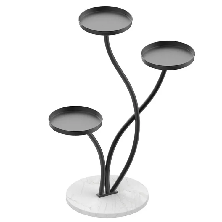 Metal Flower Plant Shelf 3 Pots Holder Wedding Party Decorative Green Plants Stand Flower Display Rack