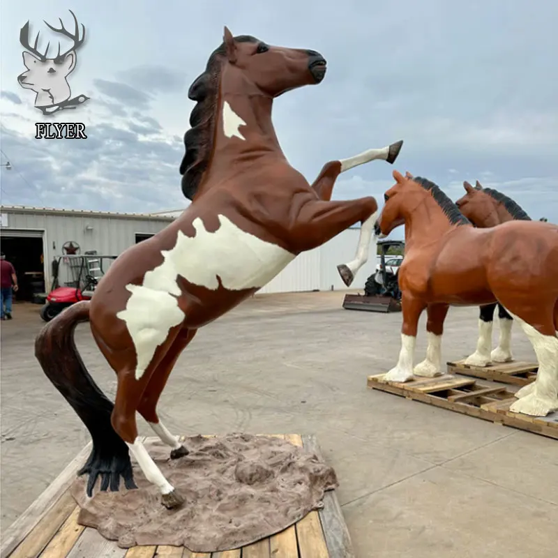 Wholesale Life Size White Horse Sculpture Statue Fiberglass Large Outdoor Running Horse Statues For Outdoor Decoration