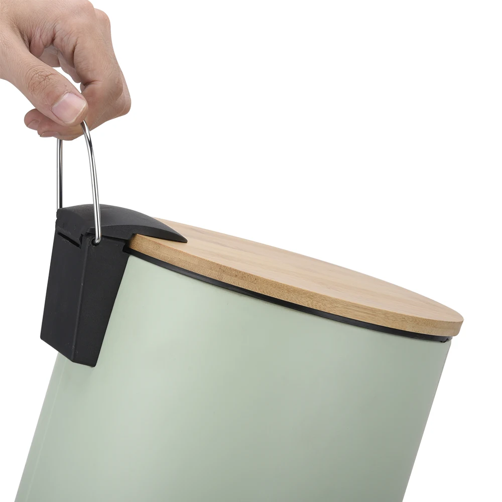 Бамбуковая деревянная мусорная корзина с педалью 3 л 5 функцией мягкого закрытия для ванной комнаты