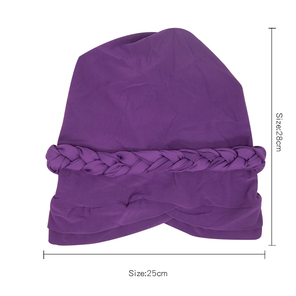 Popular solid color twist braid turban hat Muslim milk silk ethnic hat