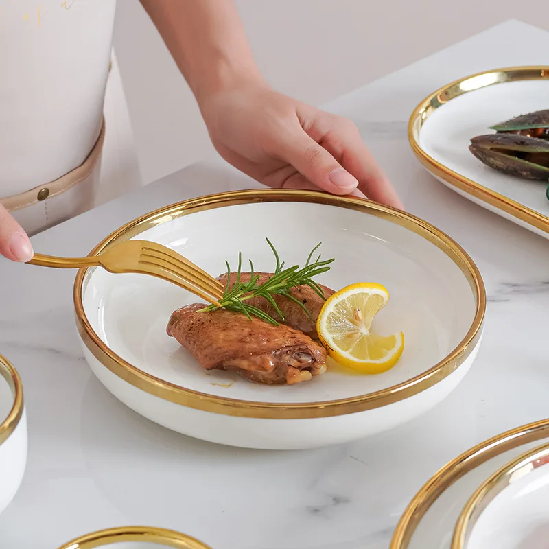 China Wholesale Price Luxury Plate Set Rustic Stoneware Reactive Glaze Dinner Set Ceramic Dinnerware Sets