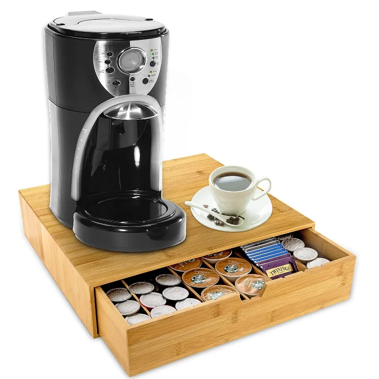 eco friendly bamboo material k cup holder storage drawer kcup k cup espresso coffee pod holder