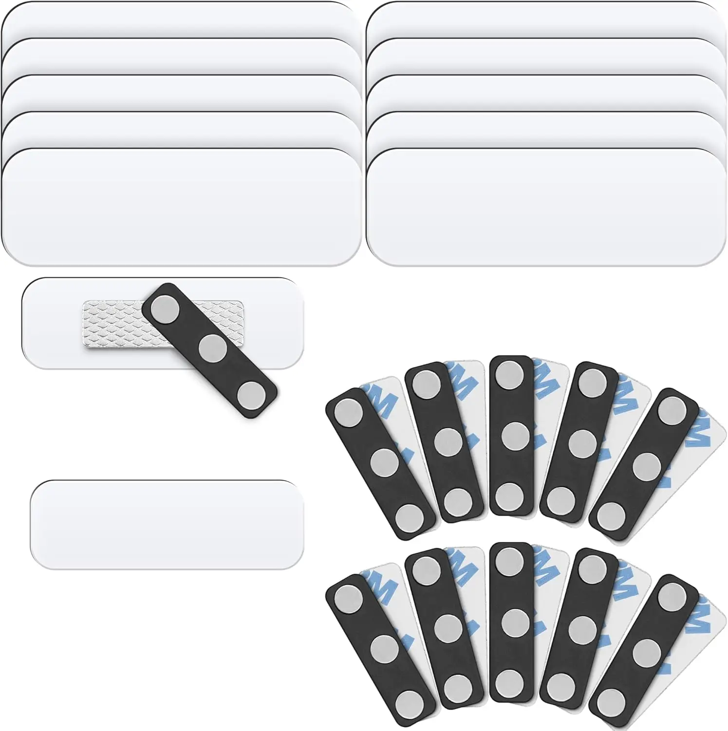 Blank Name Tags Magnetic Backing  ID Badge Holders Strong Neodymium Magnets Customizable  Reusable Badges Round Corners with 3M