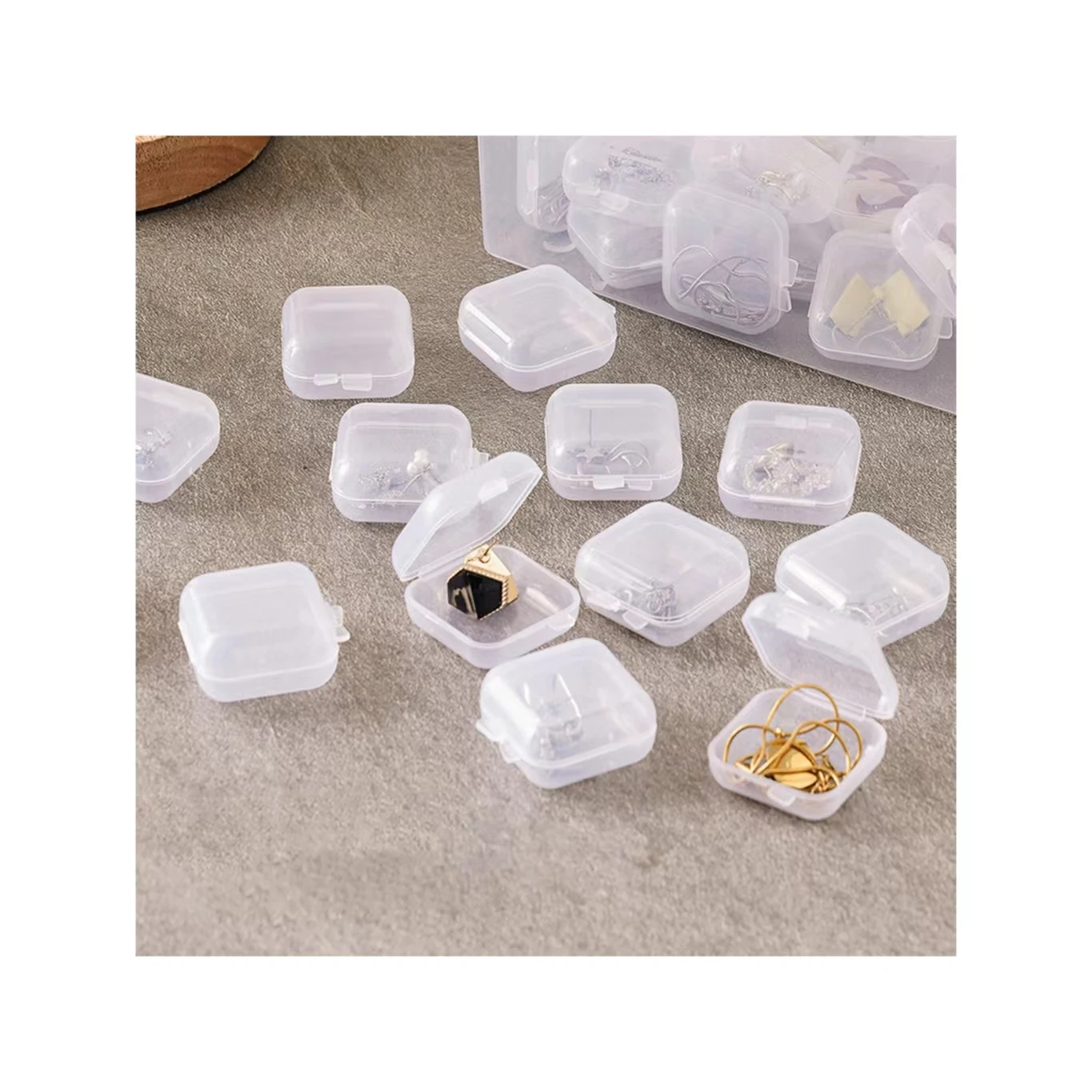 3.4*3.4*2cm Mini Small Square Plastic Storage Box For Nail jewelry Fish Hook Earplug Capsule Box