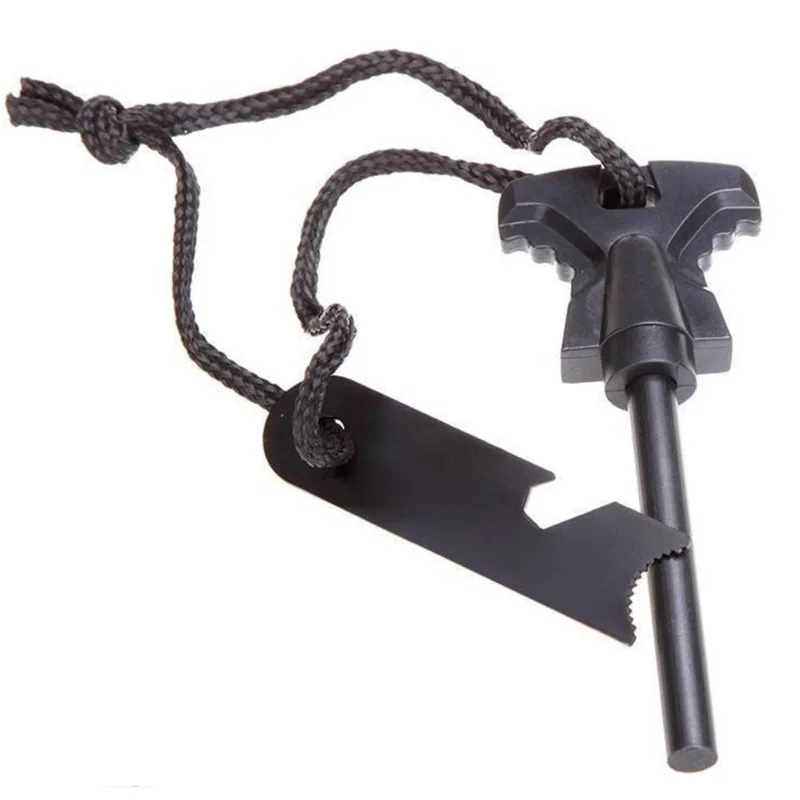 Supuer survival drilled flint steel fire striker, wilderness waterproof magnesium ferro rod 5inch