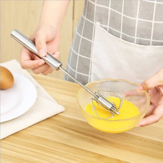 Food Grade Metal Stainless Steel Egg Beater Semi-automatic Rotating Mixer Cream Kitchen Cooking Mixing Tools Stirring Whisk
