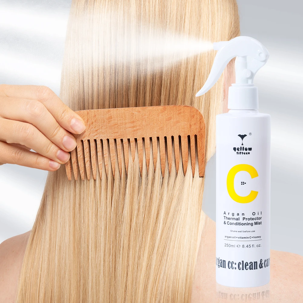 OEM/ODM Natural Honey Lemon Perfume Super Soft Argan CC Argan Oil Thermal Protector & Conditioning Mist 250ML
