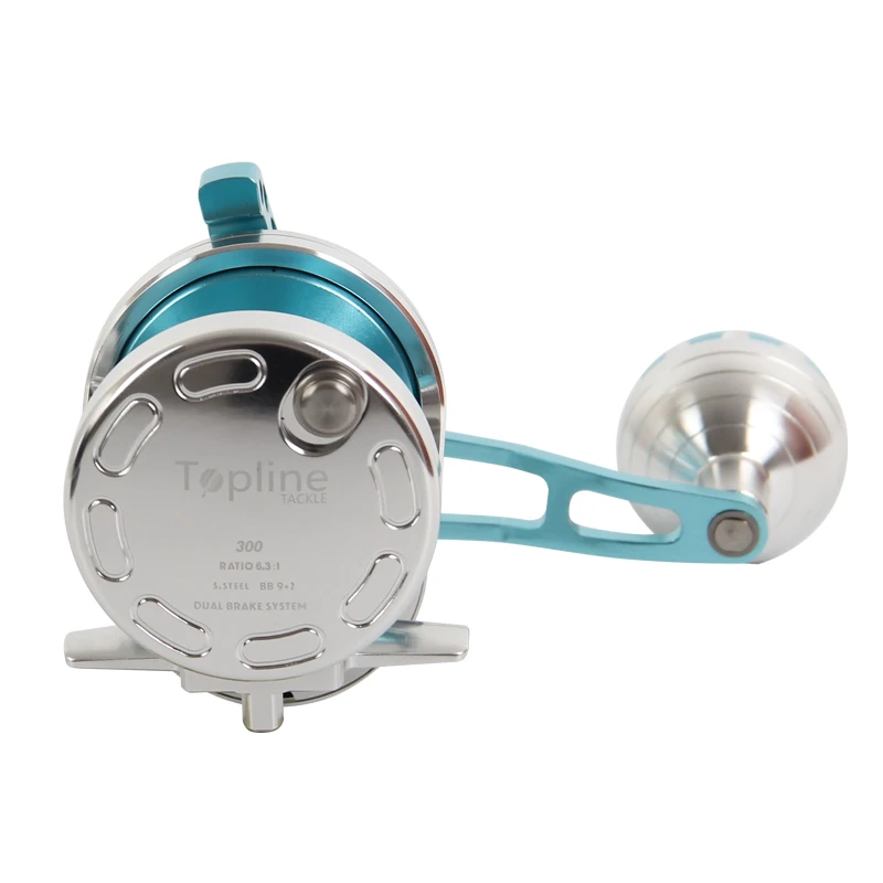 Topline 6.3:1 Slow Pitch Jigging Reel CNC All Metal Overhead Fishing Reel Max Drag 35 KG 9+2BB Boat Saltwater conventional Reel