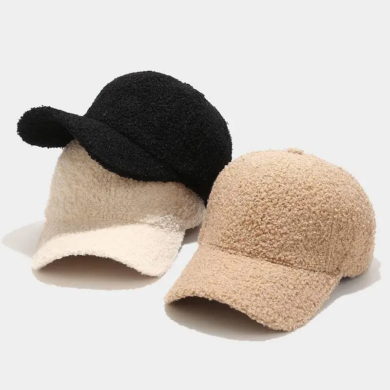 Wholesale New Autumn Fall Winter Outdoor Fashion Sports Caps Women Faux Lamb Wool Fuzzy Furry Baseball Hat