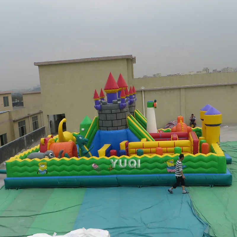 Dinosaur theme Amusement Park Games ,Outdoor Inflatable Playground ,Inflatable Funcity with bounce house
