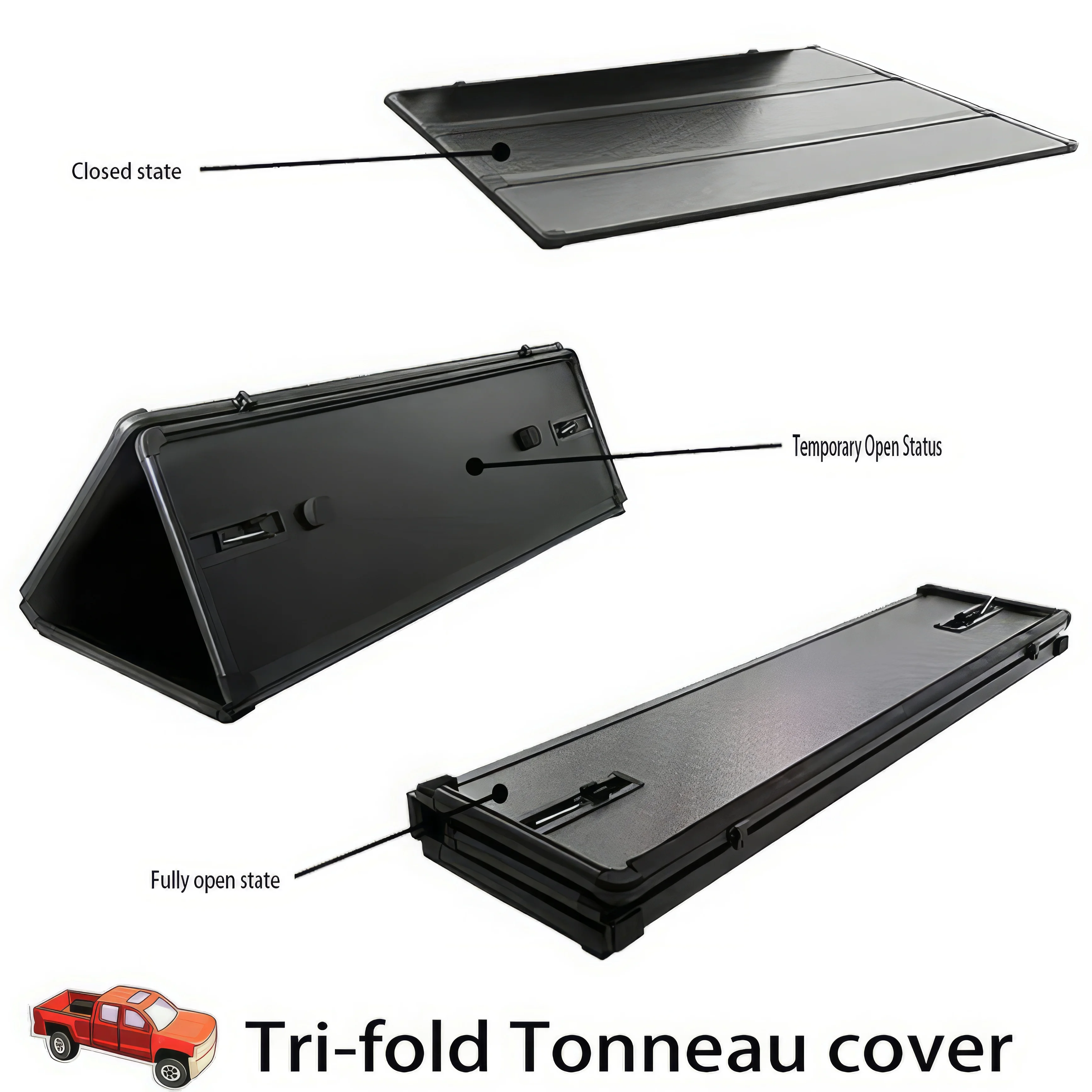Waterproof and durable hard three fold flip cover bed cover Aircraft aluminum hard three fold body top cover For Dodge ram