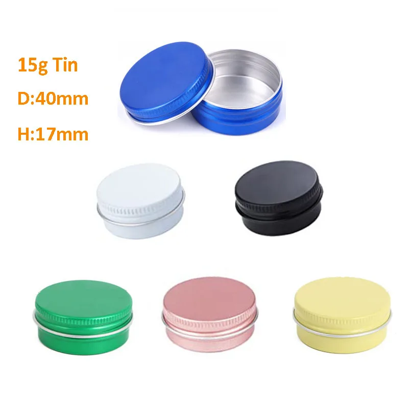 15g Empty White Black Green Yellow Blue Pink Gold Storage Pot Cream Lip Balm Soap Candle Making Box Metal Aluminum Tin Can
