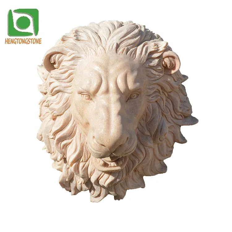 Wall Decorative Marble Lion Head Sculpture