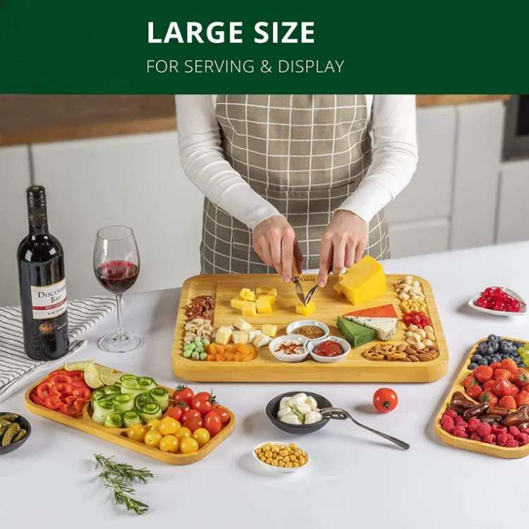 Wholesale Chopping Drawer Custom Logo Bamboo Trays Collecting Wood Cutting Board