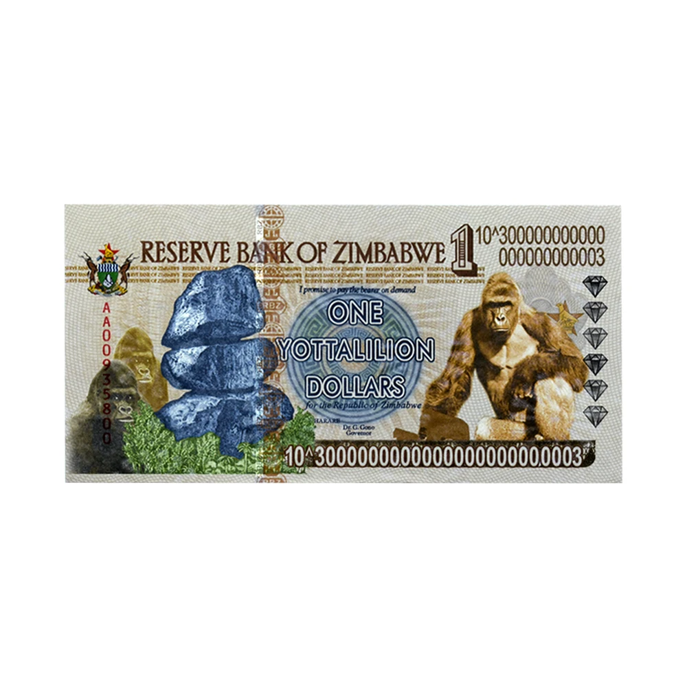 Zimbabwe One Yottalilion Dollar Paper Money Africa Notes Collection for Souvenirs or Gifts