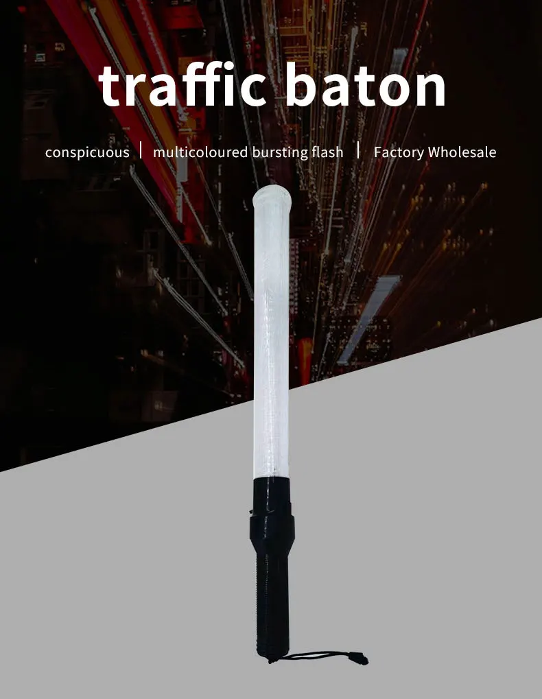 Multi-function high hardness waterproof handheld emergency self defense LED warning wand traffic light stick safety baton