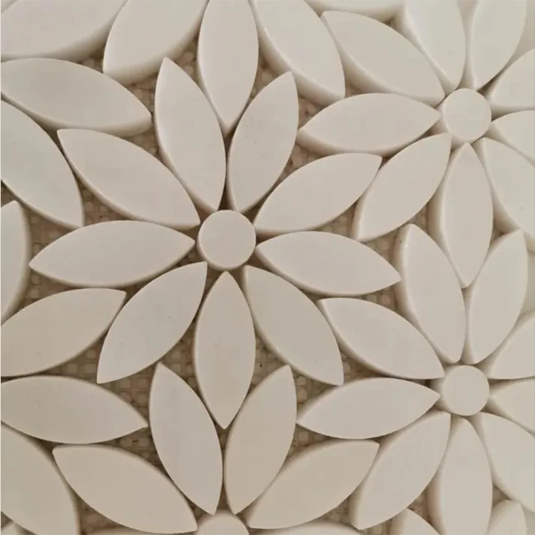 Christmas decor parquet white mix color bathroom kitchen wall thassos lotus daisy hexagon flower pattern mosaic tile