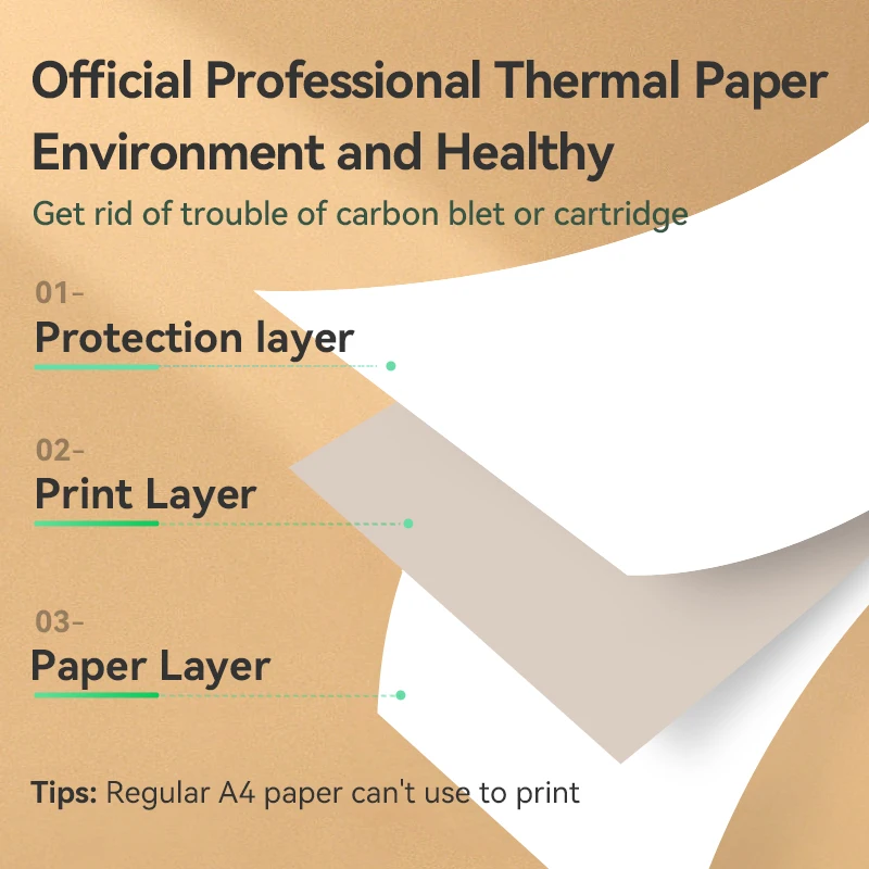 Fold Paper Roll Quick-dry Perfect Picture Receipt Memo Webpage Thermal A4 Printing Paper for PeriPage A40 Thermal Printer