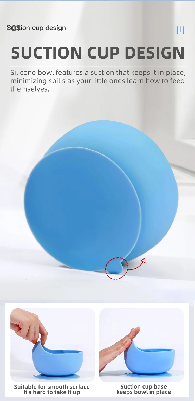 Baby Silicone Tableware Bowl Cutlery Set Toddler Feeding bowl Spork non-toxic harmless Kids Silicon super suction Bowl suit