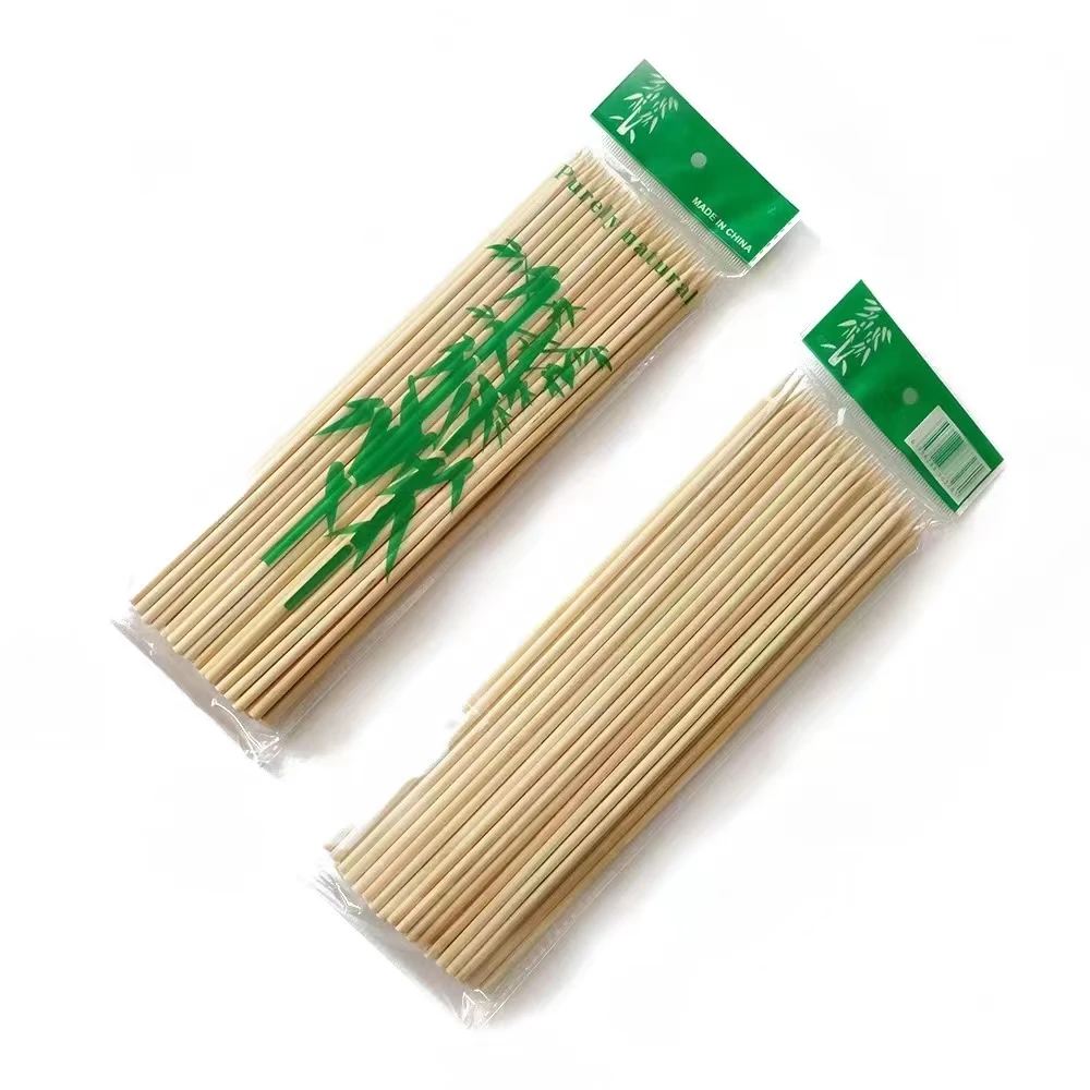 Eco-friendly Disposable Natural Round Food Grade BBQ Grilling Bamboo Skewers Sticks