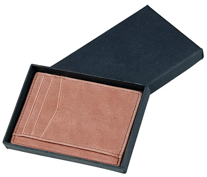 Portable Card Holder Slim Minimalist Front Pocket True Leather Slim Wallet