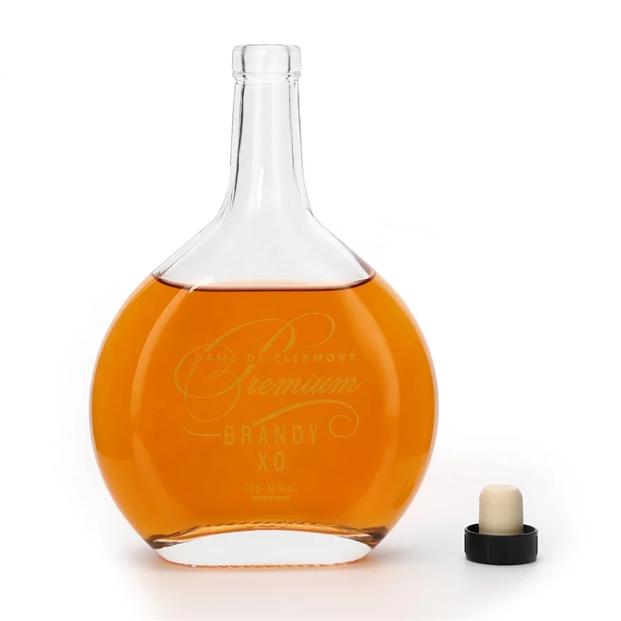 purchase empty fancy liquor whiskey Rum 700ml wide mouth gin vodka alcohol Cognac XO classic glass bottle