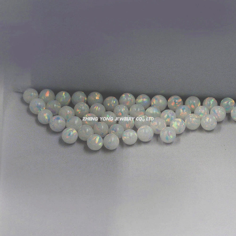 2024 Hot sell white opal beads synthetic ball shape kyocera opal OP17 popular jewelry beads full/half drill hole