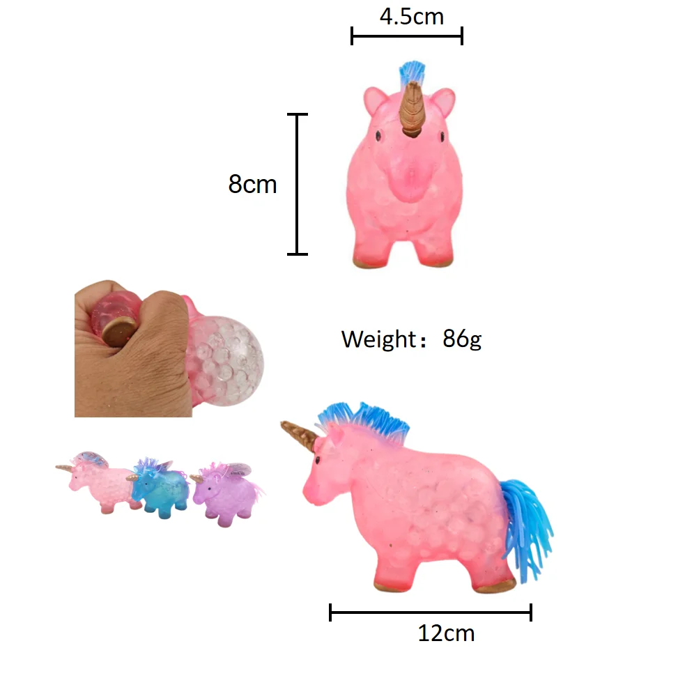 Unicorn Squishy Stress Balls Toy for Kids and Adults Sensory Fidget Squeeze Water Beads Inside Unicorn Toys