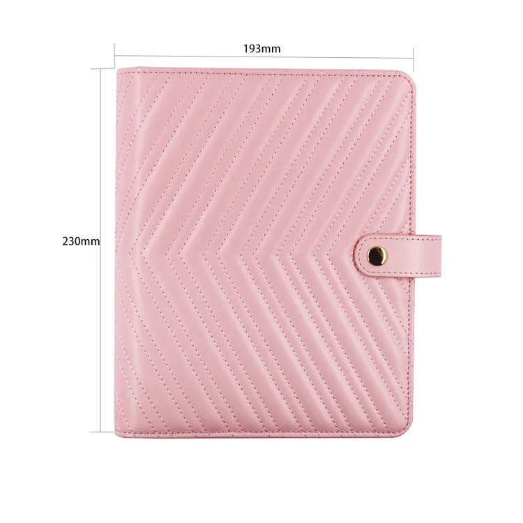 A5 Binder Leather Black Quilted Pu Logo Budget Dividers 6 Ring A5 Empty Leather Binder Planner Cover