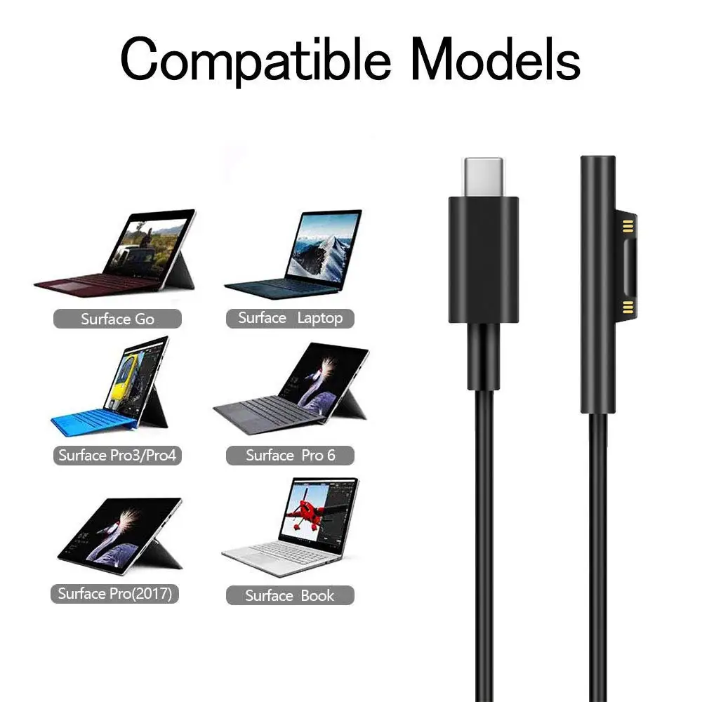 15 в 5 футов 1 м Type C кабель питания для быстрой зарядки USB-кабеля Surface