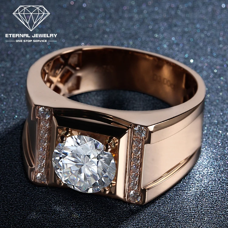 Eternal Jewelry Brand Custom Man Real 10k 14k 18k 24k Gold Pured White Yellow Rose Red Mossianite Natural Diamond Wedding Ring